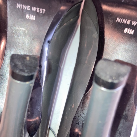 GUC Nine West Vintage Patent Leather Reesa Peeptoe Platform Pumps 6.5 Grey - Picture 8 of 10